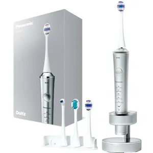 パナソニック(Panasonic) 【2023年発売】パナソニック 音波振動ハブラシ ドルツ ハイグレードモデル W音波振動 極細毛ポイント磨きブラシ付属 充電スタンド 海外両用 シルバー EW-DP57-S