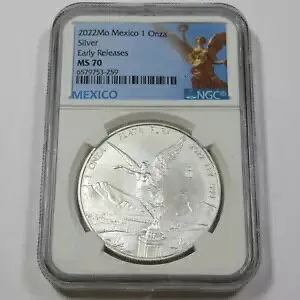 2022 Mo NGC MS70 - メキシコ - 1 オンス シルバー リベルタ オンザ #46384A