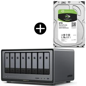 UGREEN DXP8800Plus NAS 8ベイ + Seagate ST8000DM004 BarraCuda 3.5インチ内蔵ハードディスク (8TB) セット