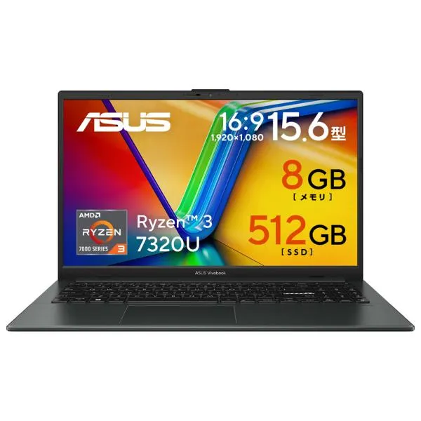ASUS｜ノートパソコン Vivobook Go 15(15.6型/ Windows 11Home/ Ryzen 3 7320U/ メモリ 8GB/ 512GB SSD)ミックスブラック E1504FA-R385W 返品種別A