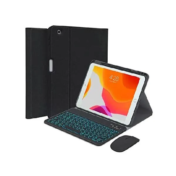 QYiiD Keyboard Case for Mini, Compatible with Mini 5/4/3/2/1, 7 Color Backlit Detachable Bluetooth Color Keyboard Smart Folio Cover with Wire_並行輸入