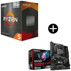 AMD Ryzen 5 5500GT BOX With Wraith Stealth Cooler CPU + GIGABYTE B550 GAMING X V2 マザーボード セット