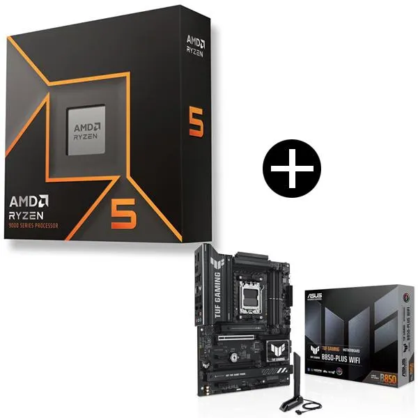 AMD Ryzen 5 9600X W/O Cooler WOF (6C/12T、3.9GHz、65W) CPU + ASUS TUF GAMING B850-PLUS WIFI マザーボード セット