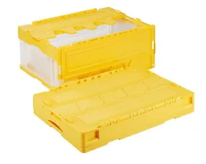 岐阜プラスチック工業 リス 折りたたみコンテナ（フタ付き） 33L CF-S31NR イエロー透明