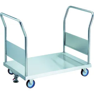 トラスコ中山（TRUSCO） TRUSCO ステンレス台車 オールステン両袖台車 900X600 φ100NU ストッパー付 【品番：AS-2W-100NU-S】