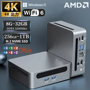 ＼新品・WIFI6搭載／ミニPC Windows11Pro ミニパソコン AMD Ryzen mini pc デスクトップパソコン office付き 【メモリ16GB DDR4 SSD1TB】M.2NVMe 3画面出力 VESA対応 最大4.0GHz 6C6T 超軽量 静音 省スペースpc 小型 wif