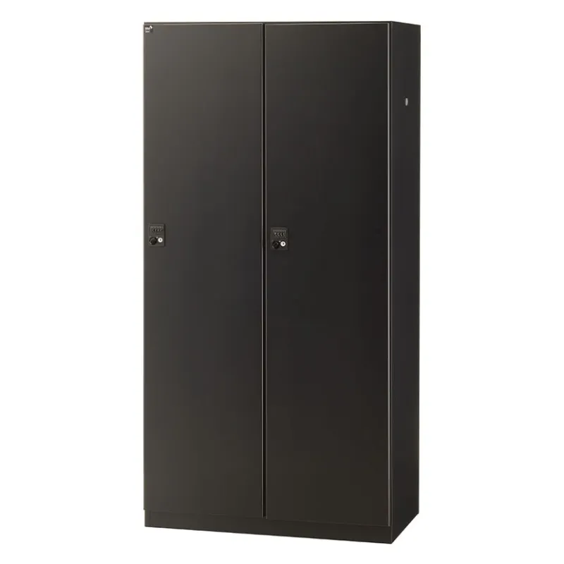 【5月18日入荷予定】【抗菌加工】2人用ブラックロッカー(ダイヤル錠) 幅900×奥行515×高さ1800mm BKL-2W-DBK 国産 完成品 【SIAA】