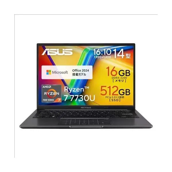 ★ASUS M1405YA-R7YAWS[14型 |WUXGA |Ryzen 7 | 16GB | 512GB | Windows 11 Home | Office H&B | インディーブラック]【送料無料】