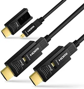 DTECH 配管用 着脱式 光ファイバーHDMIケーブル 100m HDMI タイプA ＋HDMI タイプD 4K 60Hz ハイスピード 18Gbps HDCP2.2 HDR ARC 3D CEC EDID対応