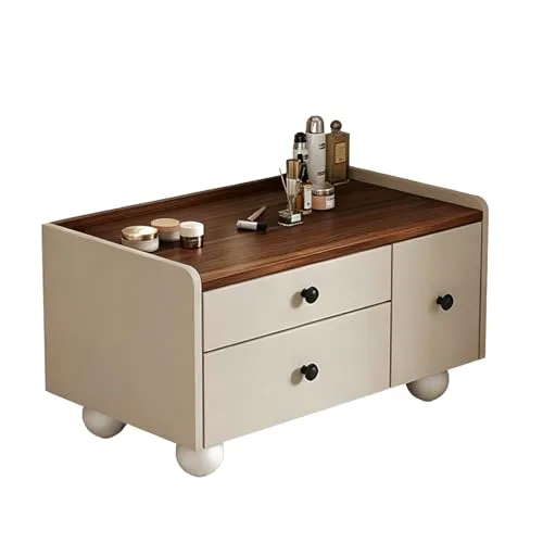 JTKXM ドレッサーテーブル コンパクト， ロータイプ 化粧台， dressing table ，ローテーブル 収納付き ， 鏡台， 北欧風 可愛い お姫系 引き出し付き 木目調 多機能 省スペース ベッドサイド/窓際両用 広々天板 スリム 簡単組立 コ