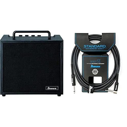 【セット買い】Ibanez アイバニーズ エレキ・ベース用10W 練習用アンプ IBZ10BV2 & スタンダード・ギター/ベース用ケーブル 10ft(3.05m) ストレート-L字プラグ SI10L