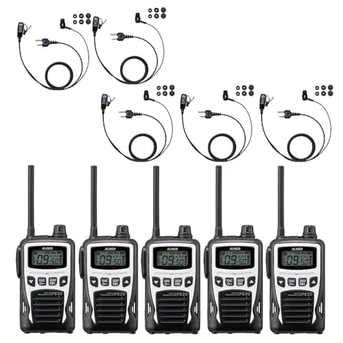 ALINCO アルインコ IP54 防塵・防沫 特定小電力トランシーバー DJ-PB20 + 対応 BLUE CENTURY イヤホンマイク カナルイヤホン型イヤホンマイク 【I018H】 セット(ホワイト,5台セット)