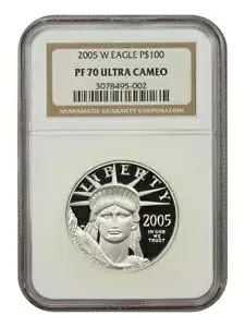 2005-W $100 自由の女神 NGC PR70DCAM - $100 プラチナ イーグルス