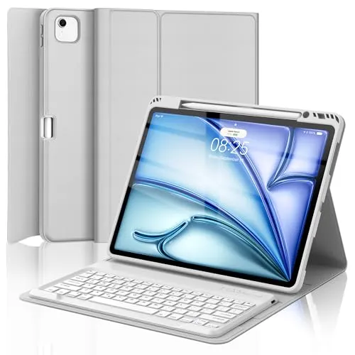 FOGARI (フォガリ) キーボードケース iPad Air 13 (M3&M2) 2025/2024 & iPad Pro 12.9インチ(第5世代/第6世代)用 キーボードカバー 取り外し可能なワイヤレスキーボードカバー ペンシルホルダー付き オート