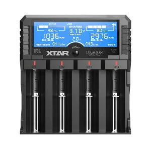 XTAR DRAGON VP4L Plus（リチウム充電器 高機能電池充電器 3.6V/3.7Vリチウムイオン電池 10400～32650 1.2V ニッケル水素電池/ニカド電池対応 AAAA/AAA/AA/A/SC/C 電池の劣化判定 バッテリー活性化機能