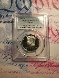 2003年 PCGS ケネディ ハーフダラー 50セント 90% 純銀 プルーフ PR69DCAM PCGSによる鑑定済み