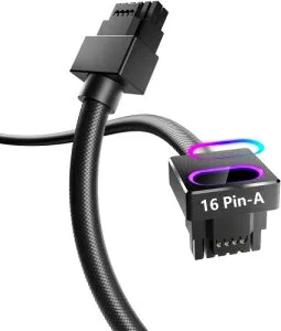 AsiaHorse Hydrus 16ピン GPU用スリーブケーブル GPU用PC電源 延長ケーブル (18 AWG高性能銅コア) 30CM 1本の8ピン 延長 600Wの16 AWG PC電源ユニットに対応しHydrus-16PIN-BLACK-A-DE