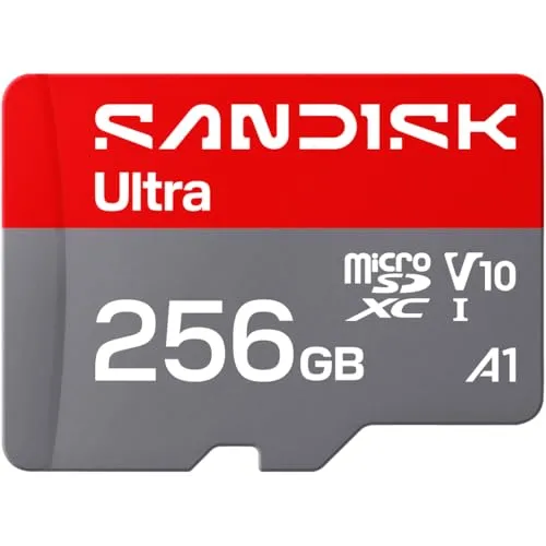 SANDISK 256GB Ultra microSD UHS-Iカード - 最大195MB/秒の読み取り速度、フルHDビデオ、V10、U1、C10、A4 - SDSQUJQ-256G-GZ6MA