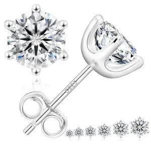 KRKCモアッサナイトピアス計0.6/1.0/1.2/1.6/2.0/3.0カラットシルバー925金属アレルギー対応レディース/メンズ一粒ピアスダイヤモンドモアサナイトスタッドピアス両耳用誕生日ギフト母の日プ…