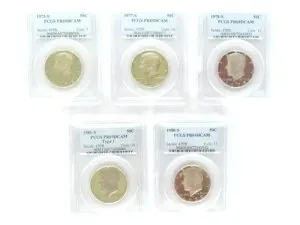 ケネディ ハーフダラー PCGS PR69DCAM 5 コイン ロット 1973-S 1977-S 1978-S 1980-S 1981-S