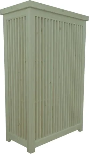 WOODPRO エアコン室外機カバー 縦格子 幅内寸70cm 高さ内寸170cm 奥行内寸50cm GG（グレイッシュグリーン）色 国産杉 サイズオーダー 目隠し 2段 受注生産