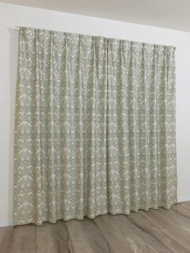 [カエイレース] ドレープ カーテン 2枚組【日本製 144サイズ】ウィリアムモリス 【 Strawberry Thief いちご泥棒 】 遮光3級(遮光率99.40%以上99.80%未満) 防炎機能 遮熱 断熱 保温 目隠し【幅130ｃｍ×丈85ｃｍ 】