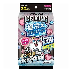 【単品16個セット】 アイスノン ICE KING 極冷えボディシート ピーチの香り 白元アース 30枚(代引不可)【送料無料】