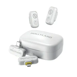 HOLLYLAND｜ホーリランド ワイヤレスマイク LARK A1 コンボ(アイボリーホワイト/送信機 x2 + USB-C受信機 + Lightning受信機 + 充電ケースセット)