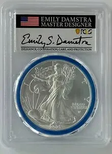 2021 PCGS MS70 シルバー イーグル T-2 ファースト ストライク ミント デザイナー シリーズ - ダムストラ