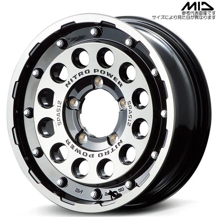 MID NITRO POWER H12 SHOTGUN 1本 16×5.5J+20 5H 139.7 φ108.8 ジムニー JB23W JB64W ブラッククリア/マシニング