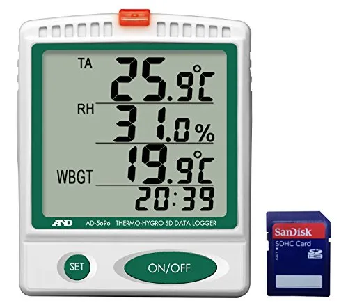 A&D 温湿度SDデータレコーダー AD5696 一般(ISO)校正付(検査成績書+トレサビリティ体系図)