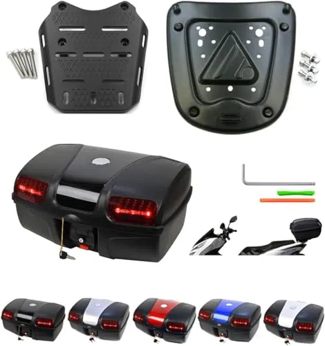 PCX専用 ボックス&キャリア セット 容量47L 取付簡単 リアボックス リアキャリア トップケース バイクボックス バイク ケース 適応車種：ホンダ PCX 2014-2025 (PCX-AG-86-47L) (ブラック：ブラック)