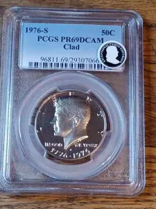 1976年 Sプルーフ ケネディクラッド 50C PCGS PR69 DCAM ECC-優れたカメオコントラスト