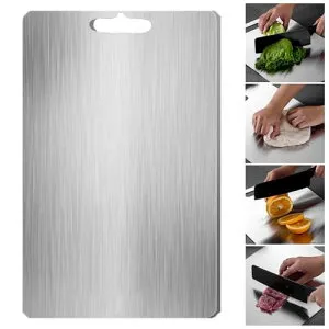 【楽天1位】チタンまな板 - ステンレススチールまな板 100%純チタンまな板 キッチン用 様々な調理作業に最適 (15.3 x 11.0インチ (39 x 28cm)