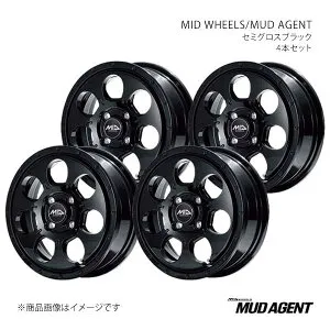 【14インチ 4H100 4.5J +45】アルミホイール4本セット エブリィワゴン DA17W MID WHEELS/MUD AGENT SBK L19A44543345030N×4