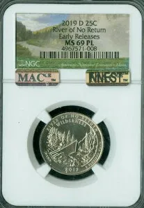 2019 D リバー オブ ノー リターン クォーター NGC MS69 PL MAC FINEST グレード MAC スポットレス。