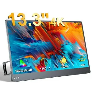 モバイルモニターEVICIV13.3インチ4Kモバイルディスプレイゲームモニター3840x2160Pゲームモニター100%sRGB広色域スイッチ用ポータブルモニター非光沢IPS液晶パネル薄型軽量VESA対応自立型USB