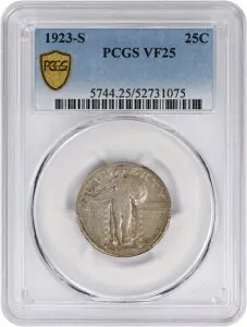 1923-S スタンディングリバティシルバークォーター VF25 PCGS