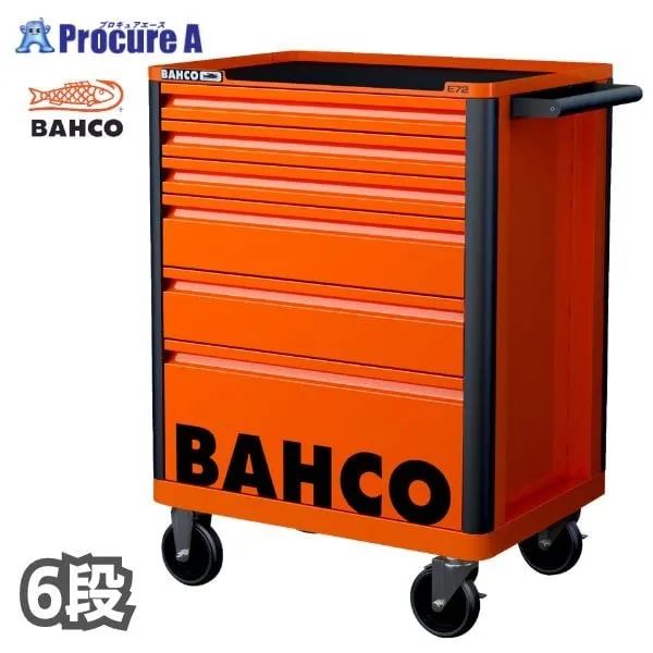 バーコ BAHCO キャビネット 6段 オレンジ スチール製ワゴン ツールストレージエントリー 1472K6