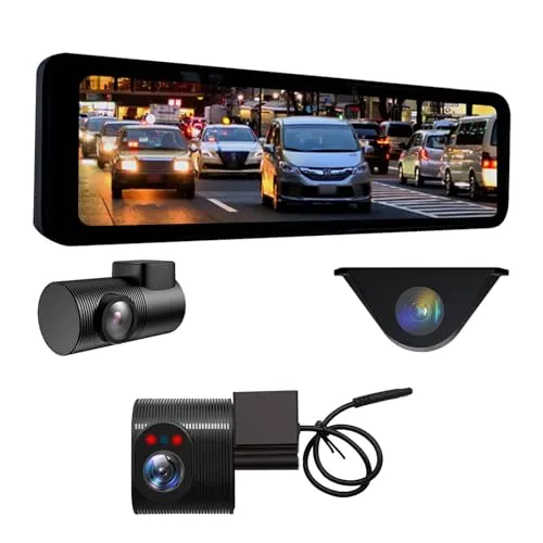 MAXWIN ドライブレコーダー ミラー型 前後・車内 3カメラ デジタルルームミラー 10.88インチ 60fps STARVIS フルHD 1080P Gセンサー IPS液晶 車外リアカメラ MDR-C015A-SET1