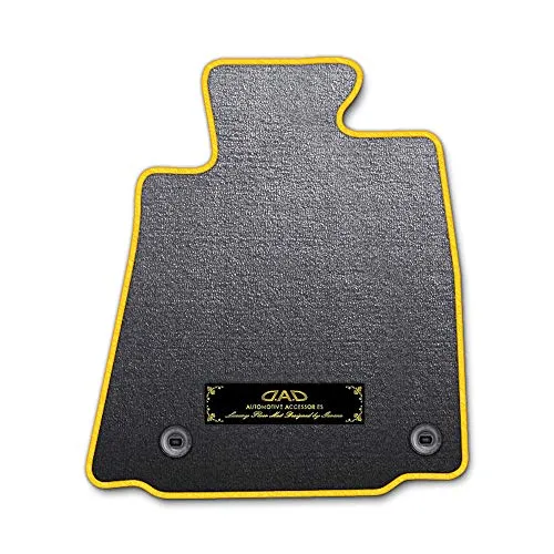DAD ギャルソン D.A.D エグゼクティブ フロアマット SUZUKI (スズキ) WAGON-R ワゴンR 型式: MC22S 1台分 GARSON エレガントデザイングレー/オーバーロック(ふちどり)カラー : イエロー/刺繍 : ゴールド/ヒール