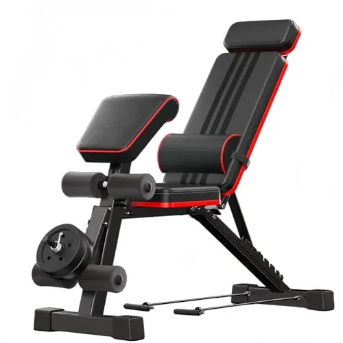 XFFX トレーニングベンチ ダンベルベンチ 8in1/13in1 多機能 7 段階角度調整 耐荷重 400kg 折りたたみ式 インクラインベンチ フラットベンチ 家庭用 ホームジム 筋トレ 初心者 上級者向け (ダンベルベンチ＋腰部サポート)