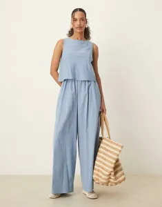 エイソス レディース トップス ジャンプスーツ オープンバック デニム ASOS DESIGN double layer jumpsuit with open back in denim Denim blue デニム