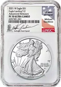 2021 W シルバー イーグル T-2 PF70 アドバンス リリース マイケル ガウディオーソを手に