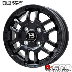 アルミホイール 12インチ BIGWAY B LUGNAS-FRD ビッグウェイ ビーラグナス FRD 4.00-12 4/100 +42 マットブラック 軽トラ 軽バン 1本価格