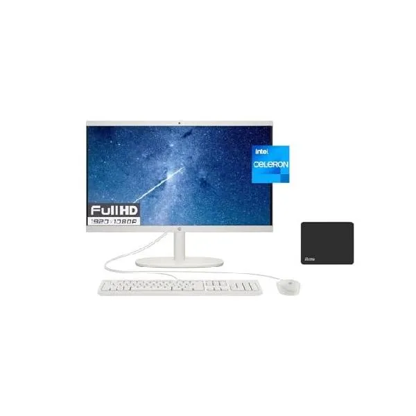 HP All-in-One Desktop, Intel Celeron J4025 Processor, 21.5 FHD Backlit Display, HDMI, RJ-45, Wired Keyboard＆Mouse, WiFi, Webcam, Windows 11 _並行輸入