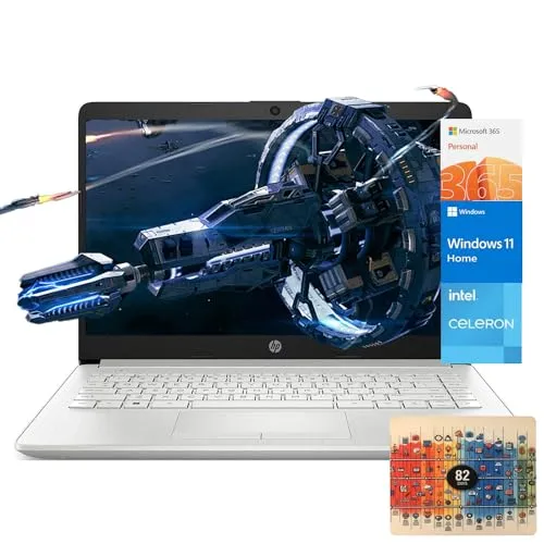 HP (エイチピー) 14インチノートパソコン 学生およびビジネス用 Intelクアッドコアプロセッサ 16GB RAM、320GBストレージ (64GB eMMC + 256GBカード)、1年間のOffice 365、Windows 11 Pro、シルバ