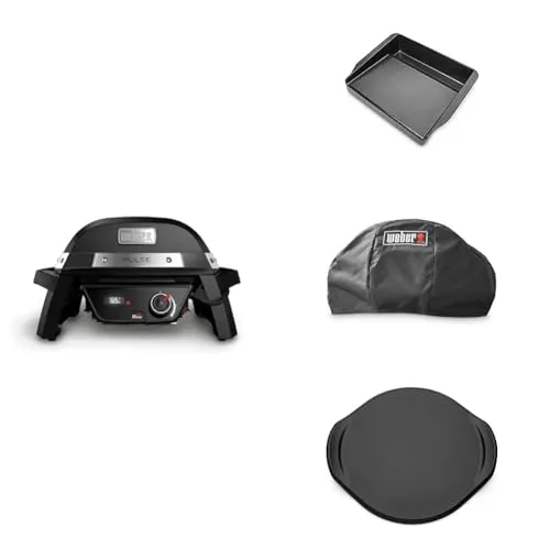 Weber(ウェーバー) 電気グリル バーベキューコンロ パルス PULSE 1000 スマートデバイス BBQ グリル 蓋付き 卓上 グルメセット(グリドル・ピザストーン・カバー付き) 【日本正規品 5年保証】81012013JPNB02