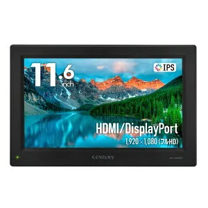 センチュリー｜Century Corporation PCモニター plus one Full HD ブラック LCD-11600FHD4 [11.6型 /フルHD(1920×1080) /ワイド /60Hz]