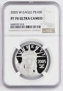 2005 W $100 1 オンス 9995 プラチナ アメリカン イーグル プルーフ コイン NGC PF70 ウルトラ カメオ
